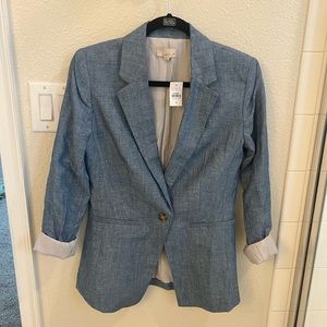 Loft Blue Linen Lined Blazer